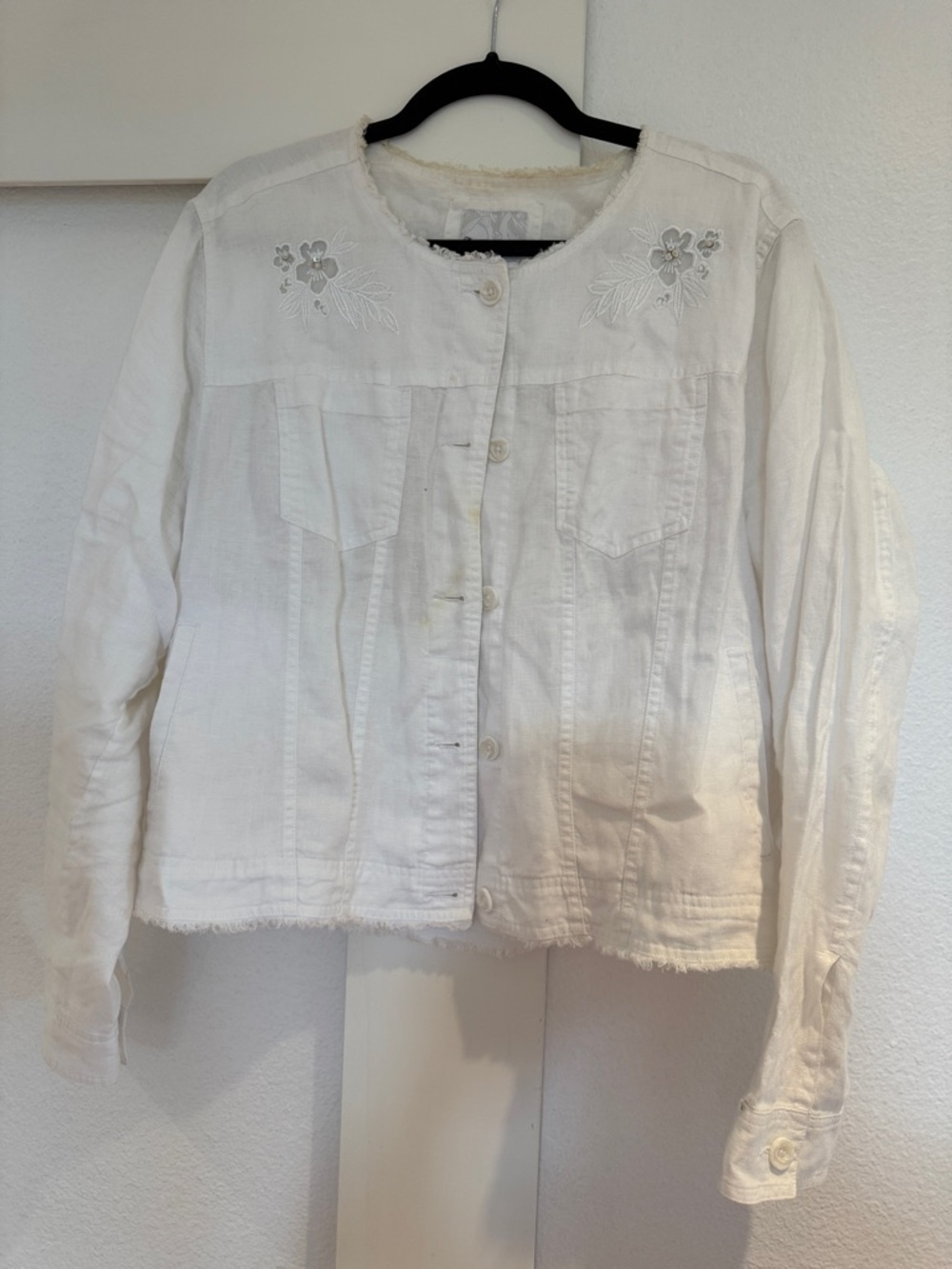 Tommy Bahama White Embroidered Jean Jacket